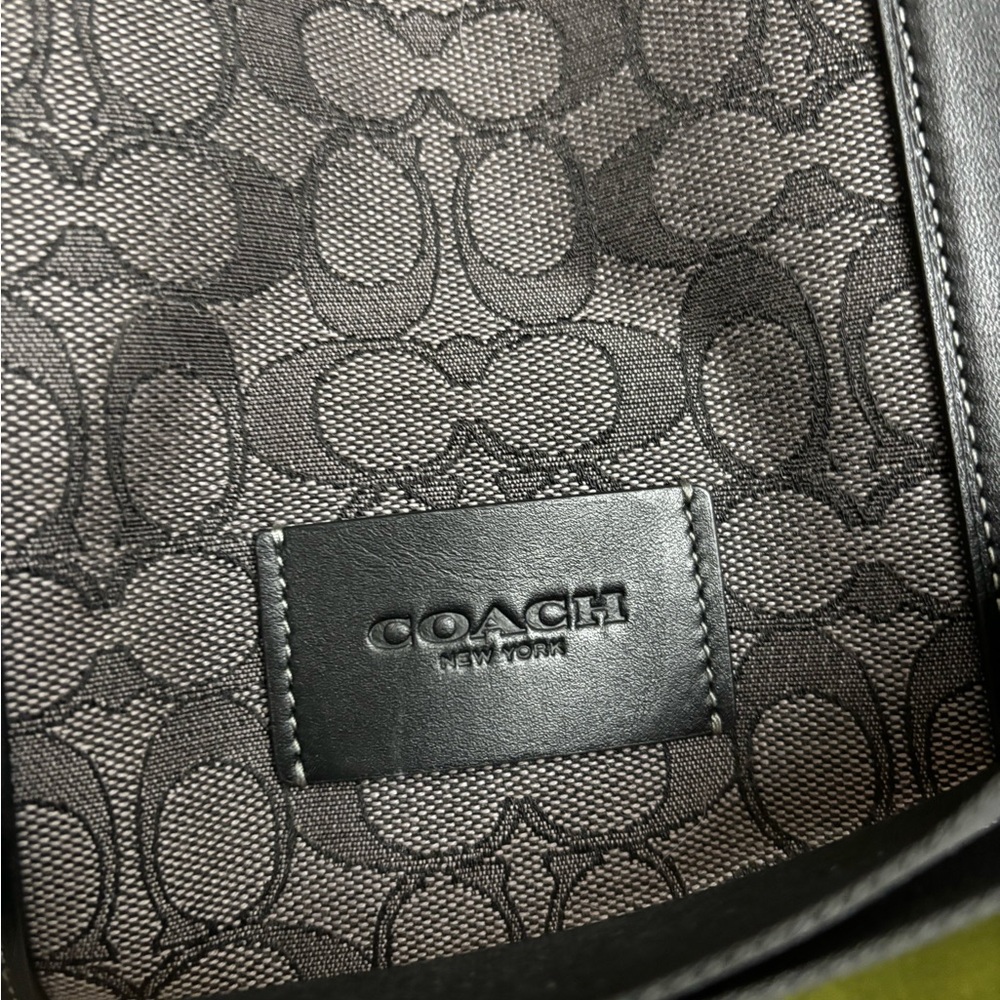 COACH Black & Grey Sprint Tote Canvas Messenger Signature Jacquard Top Zip Bag - Picture 4 of 5
